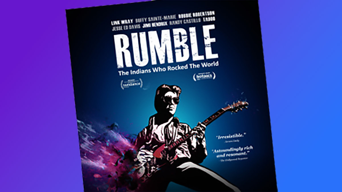 Rumble poster image on purple to blue gradient